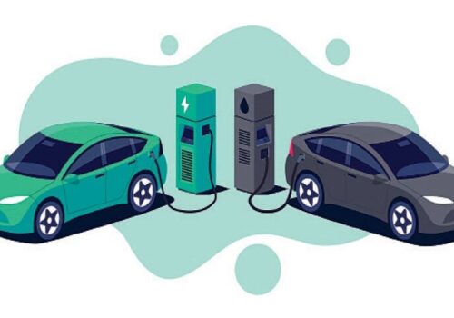 Two Avs charging from a charge point