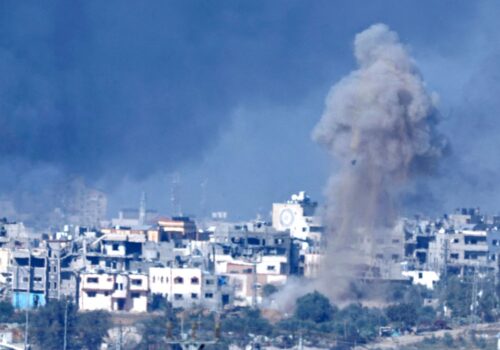 a bomb explodes in a gaza street