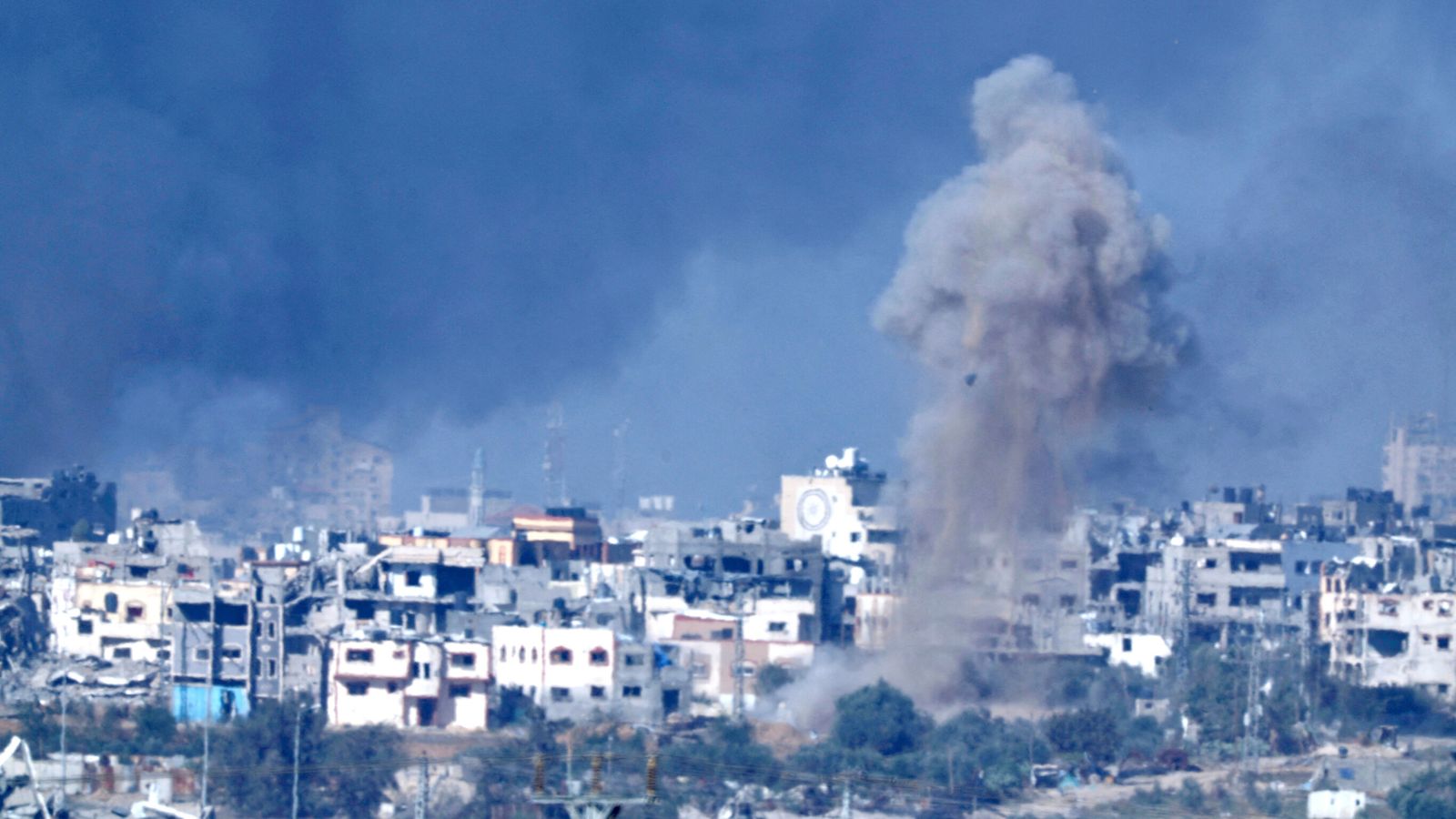 a bomb explodes in a gaza street